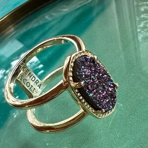 KENDRA SCOTT ELYSE PURPLE MULTICOLOR DRUSY RING SIZE 6